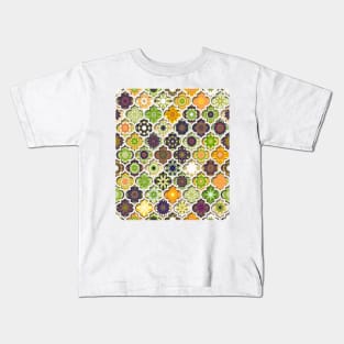 Moroccan Tile pattern Green Kids T-Shirt